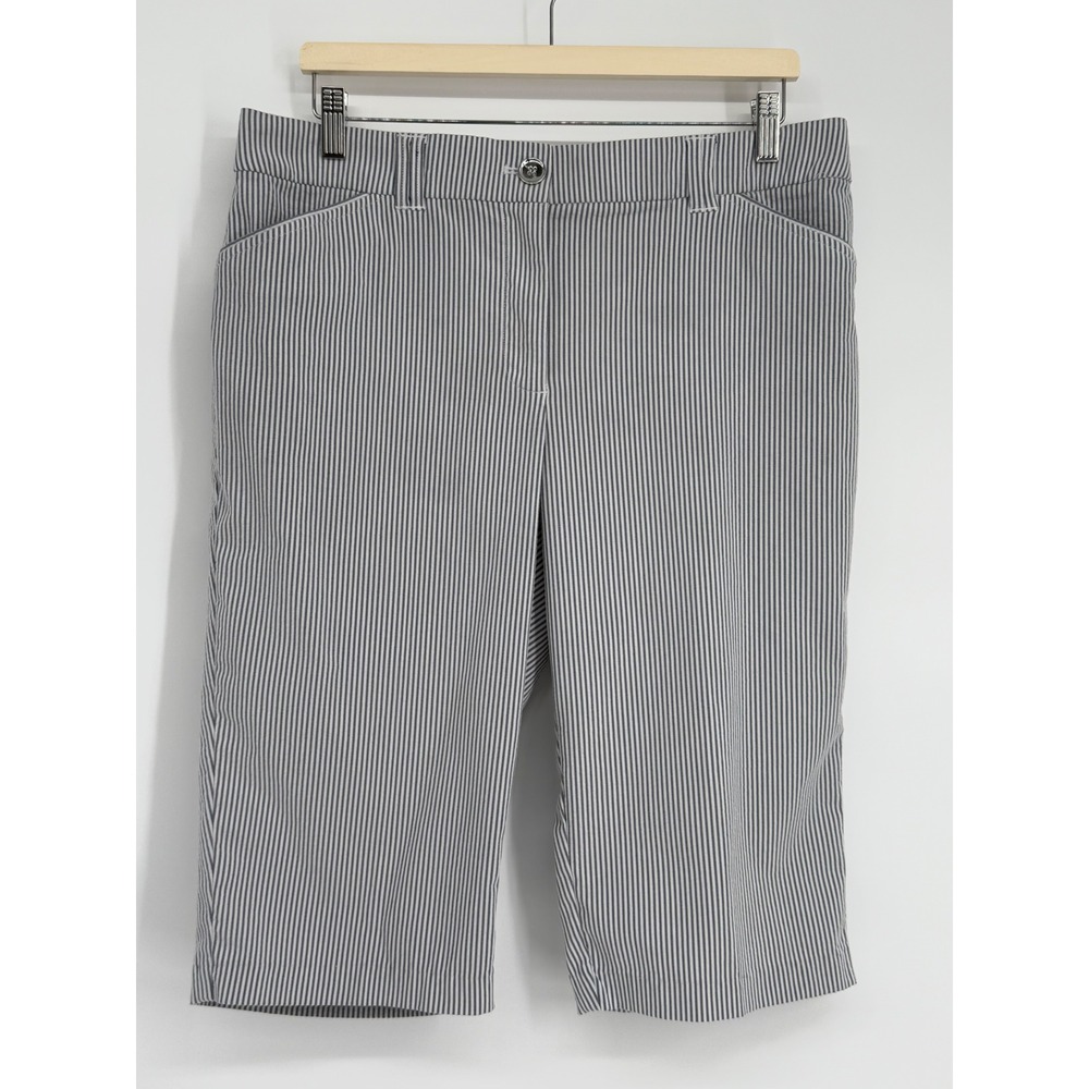Charter Club Pant Shop Women's Gray White Pinstripe Capri Pants Cropped Sz 12